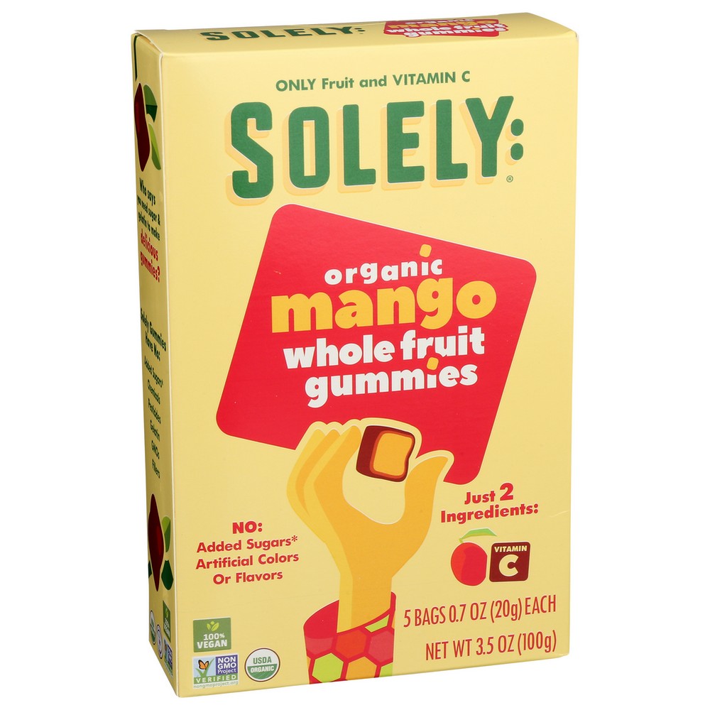 Solely , Mango Organicanic Whole Fruit Gummies 3.5 Ounce,  Case of 8