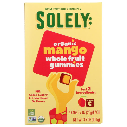 Solely , Mango Organicanic Whole Fruit Gummies 3.5 Ounce,  Case of 8