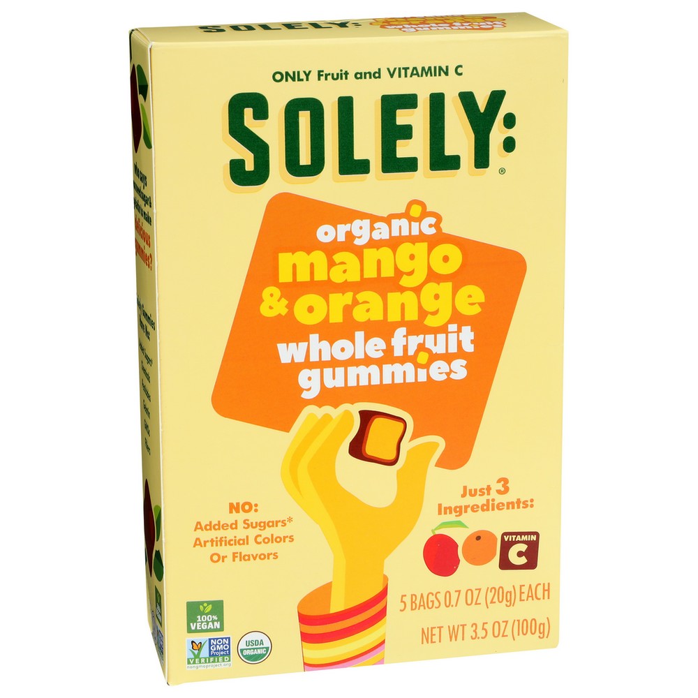 Solely , Mango & Orange Organicanic Whole Fruit Gummies 3.5 Ounce,  Case of 8