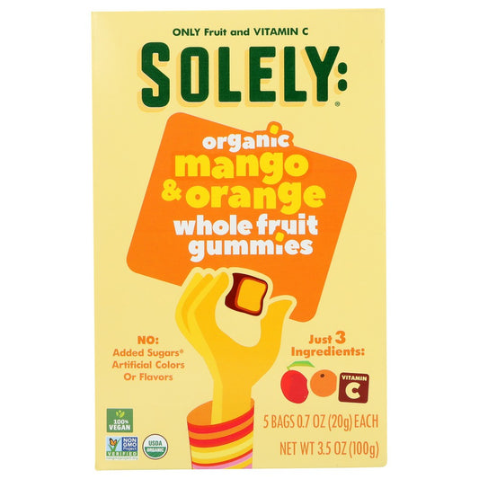 Solely , Mango & Orange Organicanic Whole Fruit Gummies 3.5 Ounce,  Case of 8