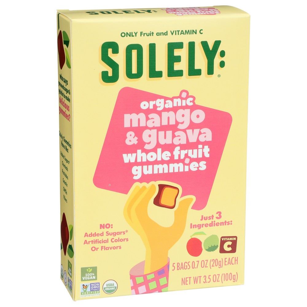 Solely , Mango & Guava Organicanic Whole Fruit Gummies 3.5 Ounce,  Case of 8