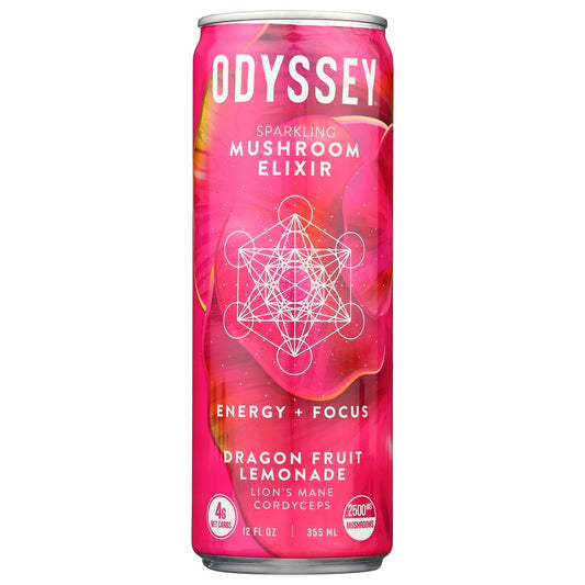 Odyssey Elixir Ody-Dragon-12,  Sparkling Energy - Dragon Fruit Lemonade 12 Fluid Ounce,  Case of 12