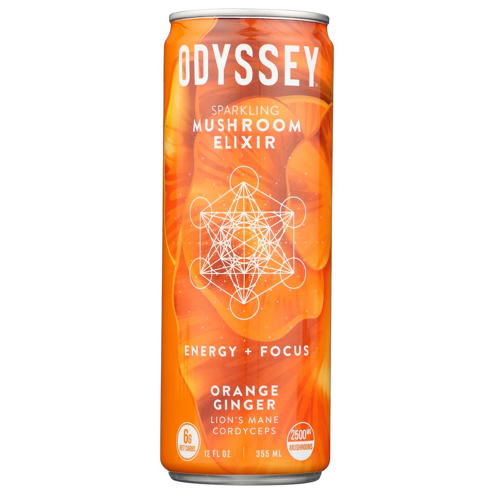 Odyssey Elixir Ody-Ginger-12,  Sparkling Energy - Orange Ginger 12 Fluid Ounce,  Case of 12