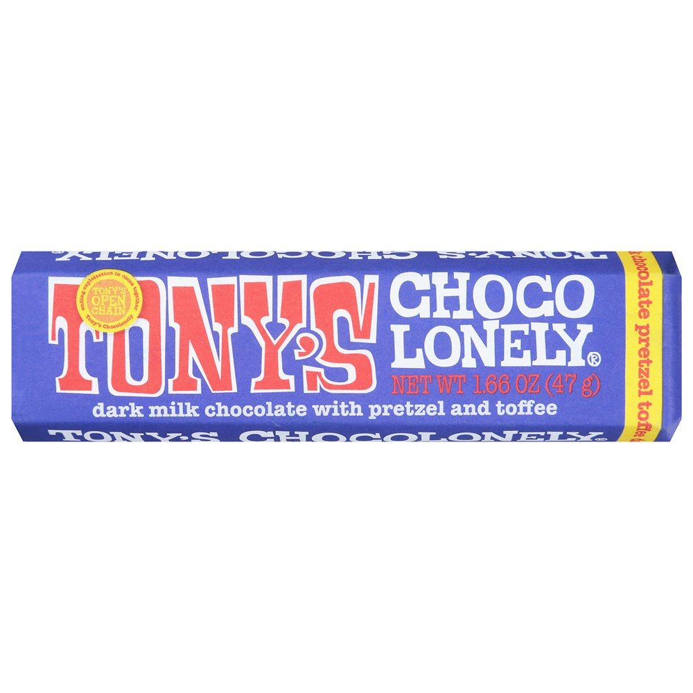 Tony's Chocolonely - Bar Dark Milk Chocolate With Pretzel And Toffee - Case of 20-1.66 Ounce