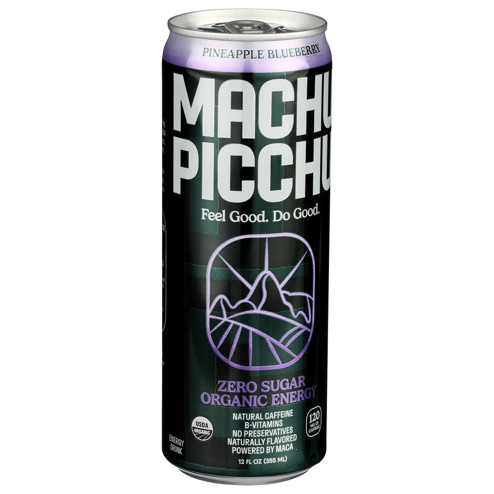 Machu Picchu Mpzspb01,  Machu Picchu Energy Drink Zero Sugar, Pineapple Blueberry, 12 Fl Oz 12 Fluid Ounce,  Case of 12