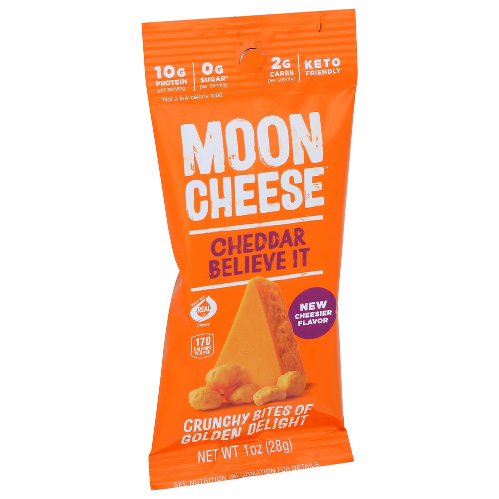 Moon Cheese 00564, Cheddar Believe It Cheese Snack 1 Ounce,  Case of 12