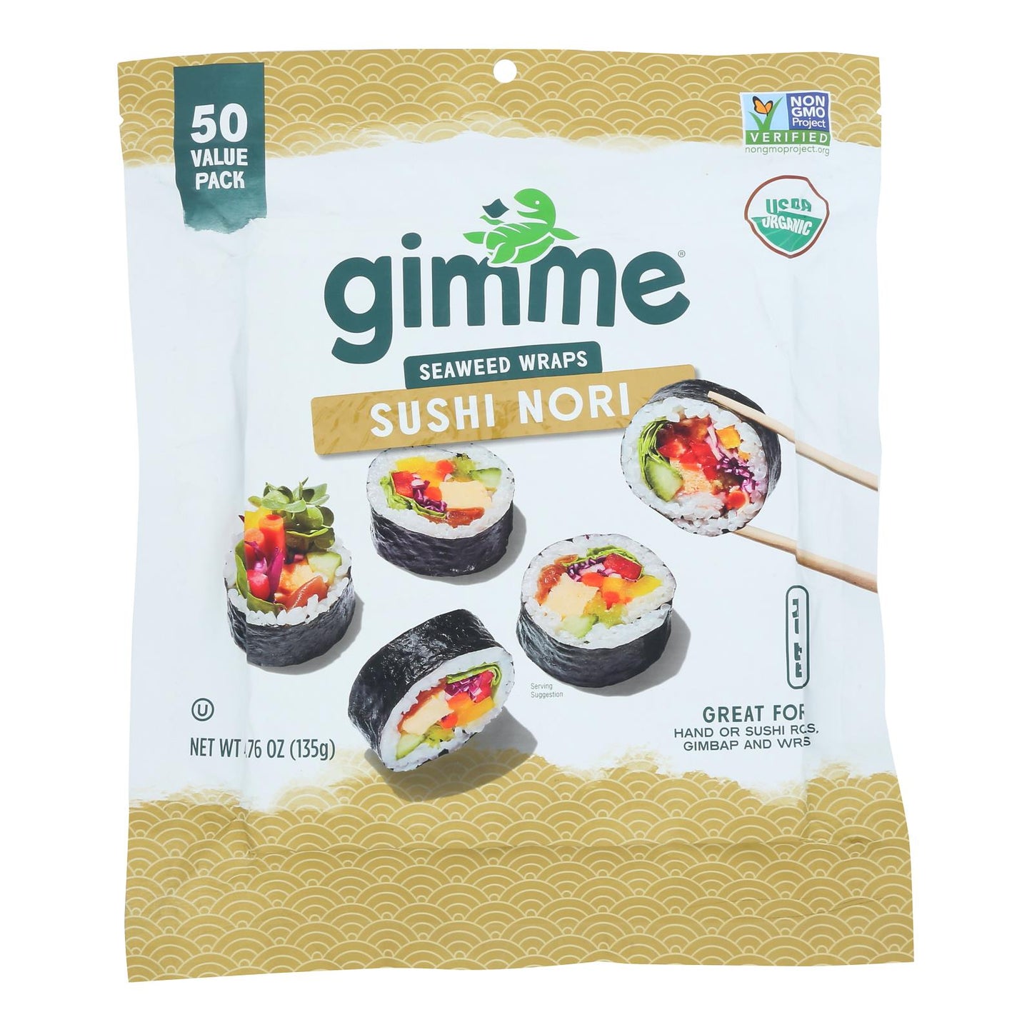 Gimme Seaweed Snacks - Sushi Nori Roasted - Case of 4-4.76 Ounce