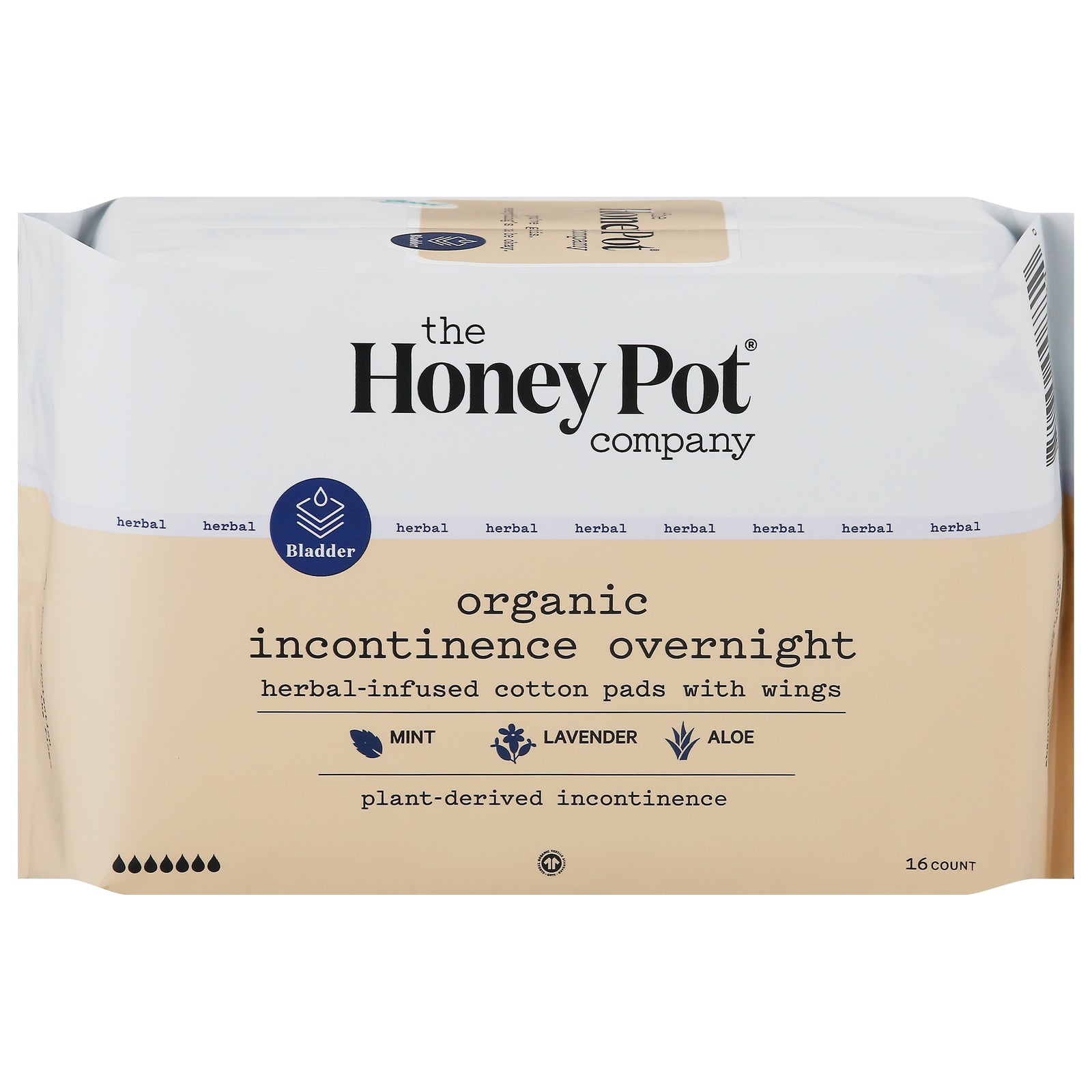The Honey Pot - Pad Incont Herbal Ovrnt - EA of 1-16 CT