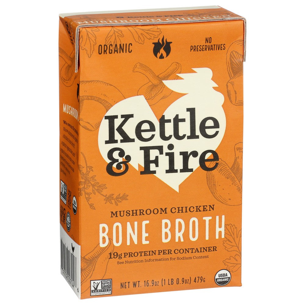 Kettle And Fire 705, Kettle & Fire Mushroom Chicken Bone Broth, 16.2 Fl. Oz.,  Case of 6