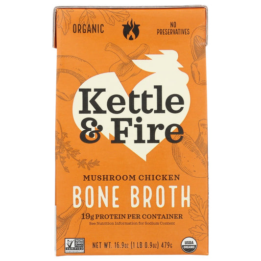 Kettle And Fire 705, Kettle & Fire Mushroom Chicken Bone Broth, 16.2 Fl. Oz.,  Case of 6