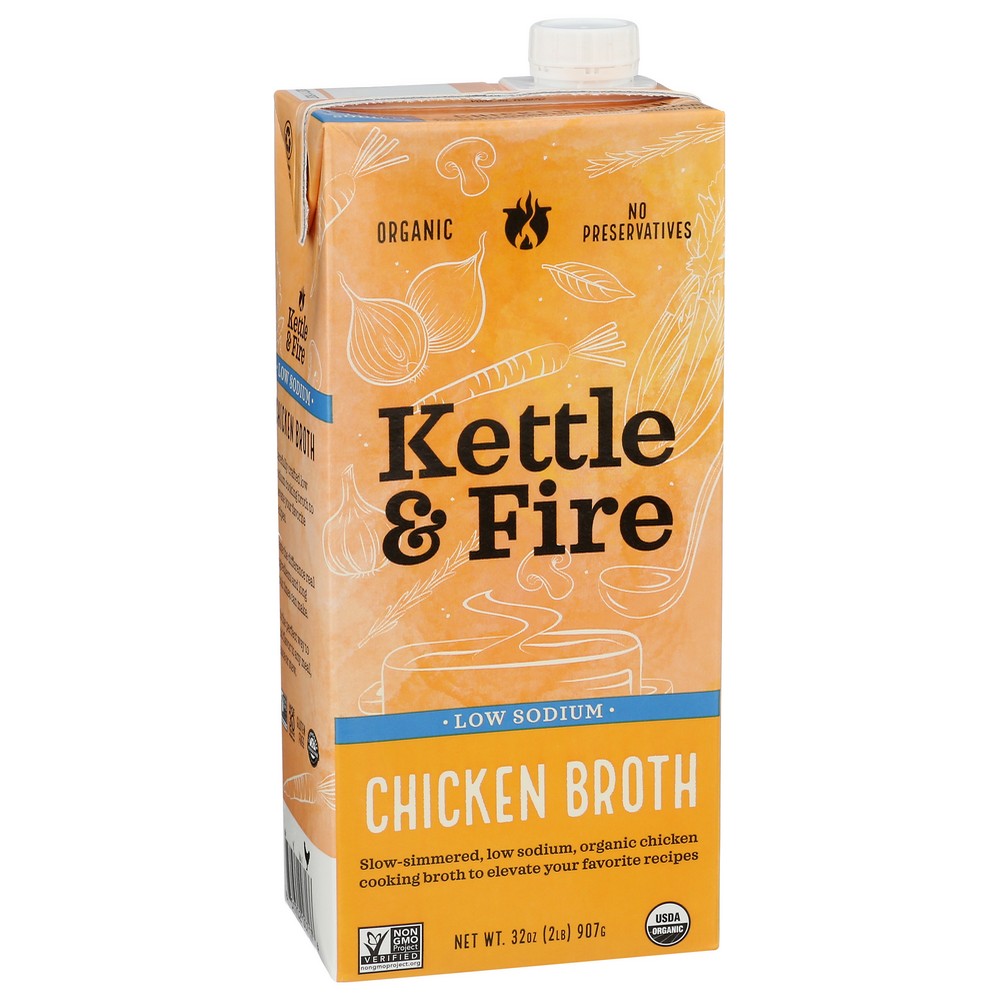 Kettle And Fire ,  Cooking Broth Set 2 (32Oz) - Low Sodium Chicken Slim 32 Ounce,  Case of 8