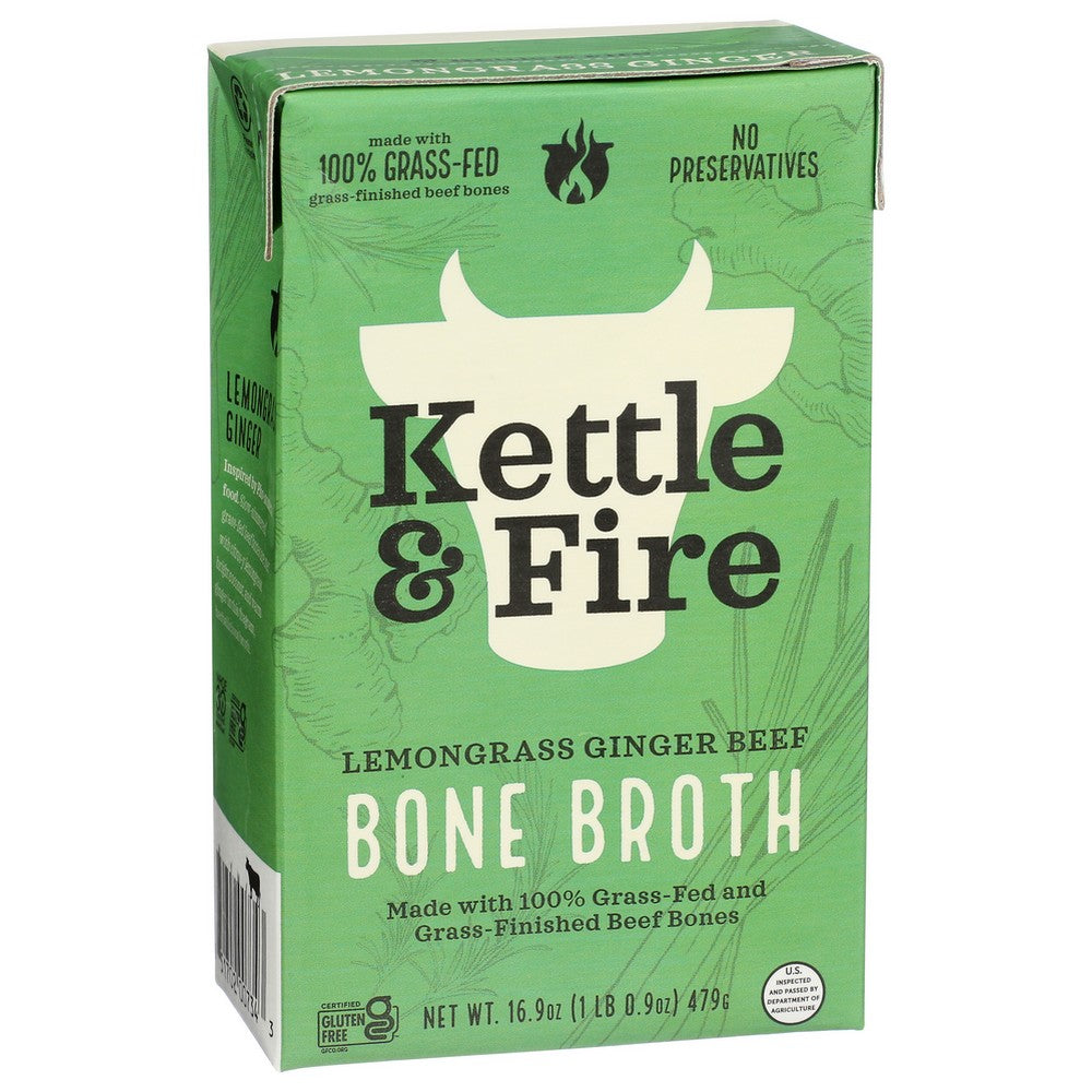 Kettle And Fire , Lemongrass Ginger Beef Lemongrass Ginger Beef Bone Broth 16.9 Ounce,  Case of 6