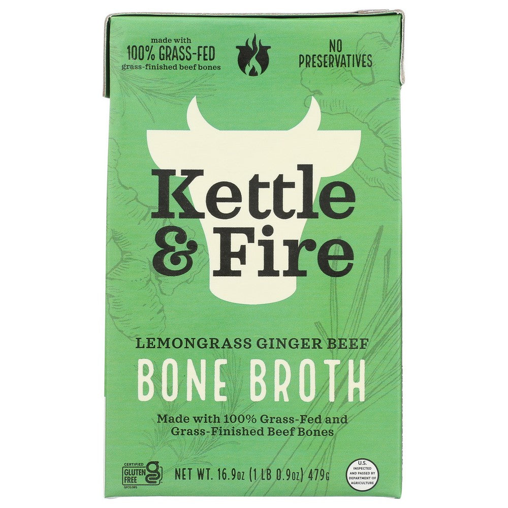 Kettle And Fire , Lemongrass Ginger Beef Lemongrass Ginger Beef Bone Broth 16.9 Ounce,  Case of 6