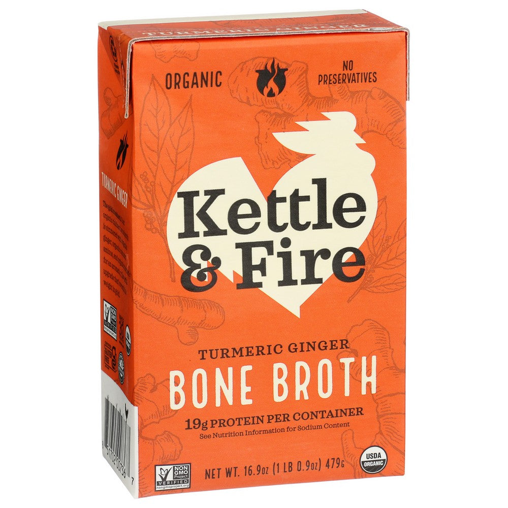 Kettle And Fire , Turmeric Ginger Chicken Turmeric Ginger Chicken Bone Broth 16.9 Ounce,  Case of 6