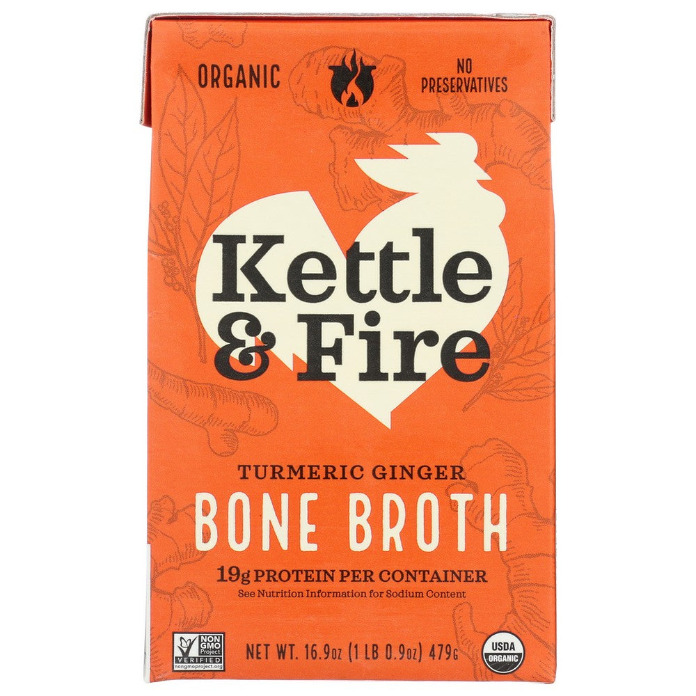 Kettle And Fire , Turmeric Ginger Chicken Turmeric Ginger Chicken Bone Broth 16.9 Ounce,  Case of 6