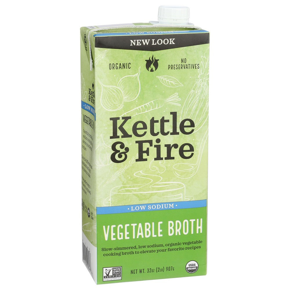 Kettle And Fire ,  Cooking Broth Set 2 (32Oz) - Low Sodium Vegetable Slim 32 Ounce,  Case of 8