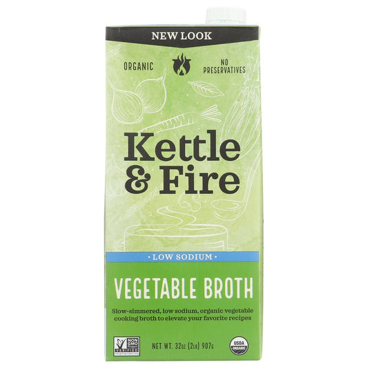 Kettle And Fire ,  Cooking Broth Set 2 (32Oz) - Low Sodium Vegetable Slim 32 Ounce,  Case of 8