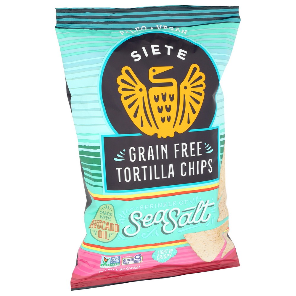 Siete Salt-5-12, Siete Grain Free Tortilla Chips, Sea Salt, 5 Oz.,  Case of 12