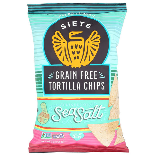 Siete Salt-5-12, Siete Grain Free Tortilla Chips, Sea Salt, 5 Oz.,  Case of 12