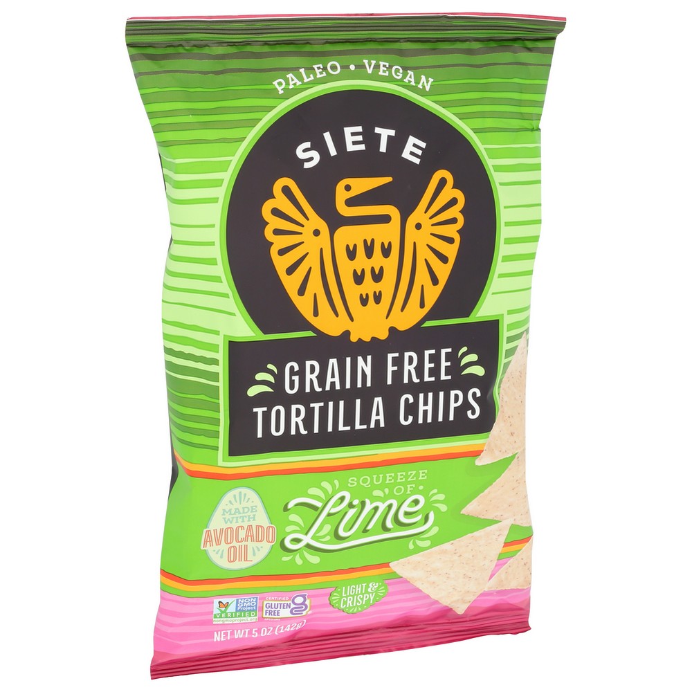 Siete Lime-5-12, Siete Grain Free Tortilla Chips, Lime, 5 Oz.,  Case of 12