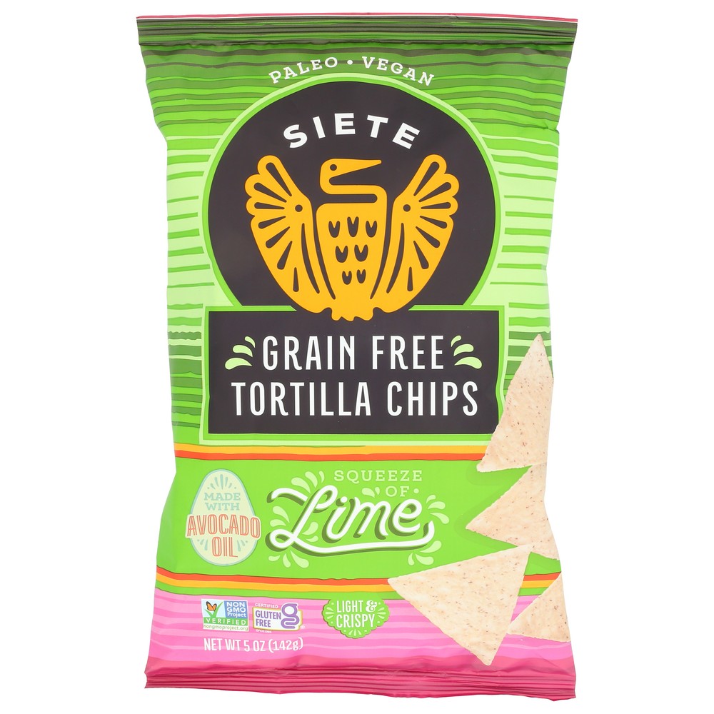 Siete Lime-5-12, Siete Grain Free Tortilla Chips, Lime, 5 Oz.,  Case of 12