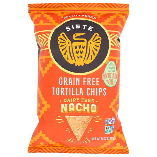 Siete Nach-5-12, Siete Grain Free Tortilla Chips, Nacho, 5 Oz.,  Case of 12