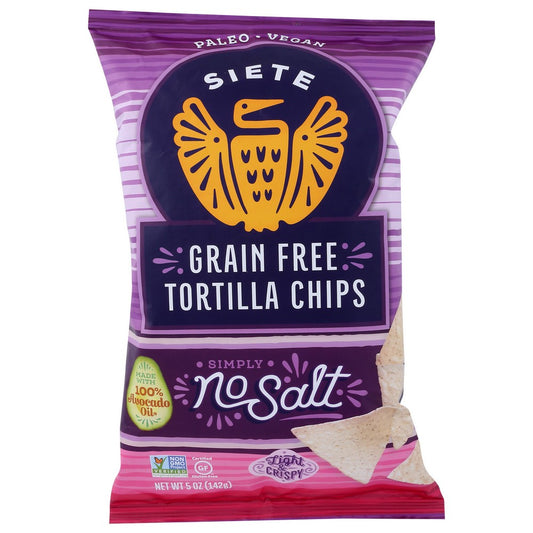 Siete Nsal-5, No Salt Tortilla Chips 5 Ounce,  Case of 12