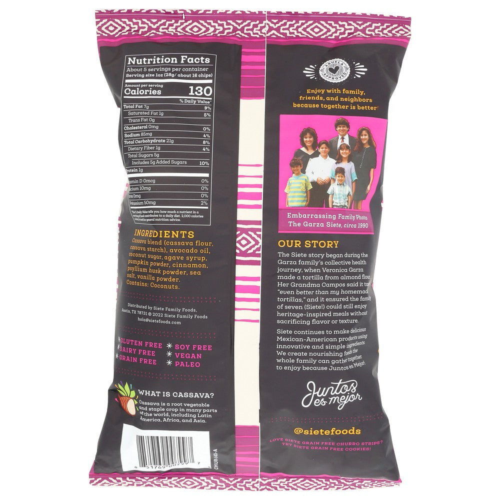 Siete Chur-5-12,  5Oz Churro Tortilla Strip Chip 5 Ounce,  Case of 12