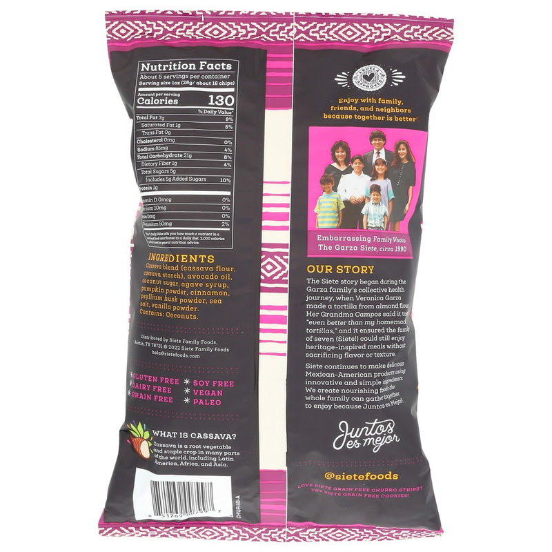 Siete Churro Strips - 5 Ounce, Case of 12