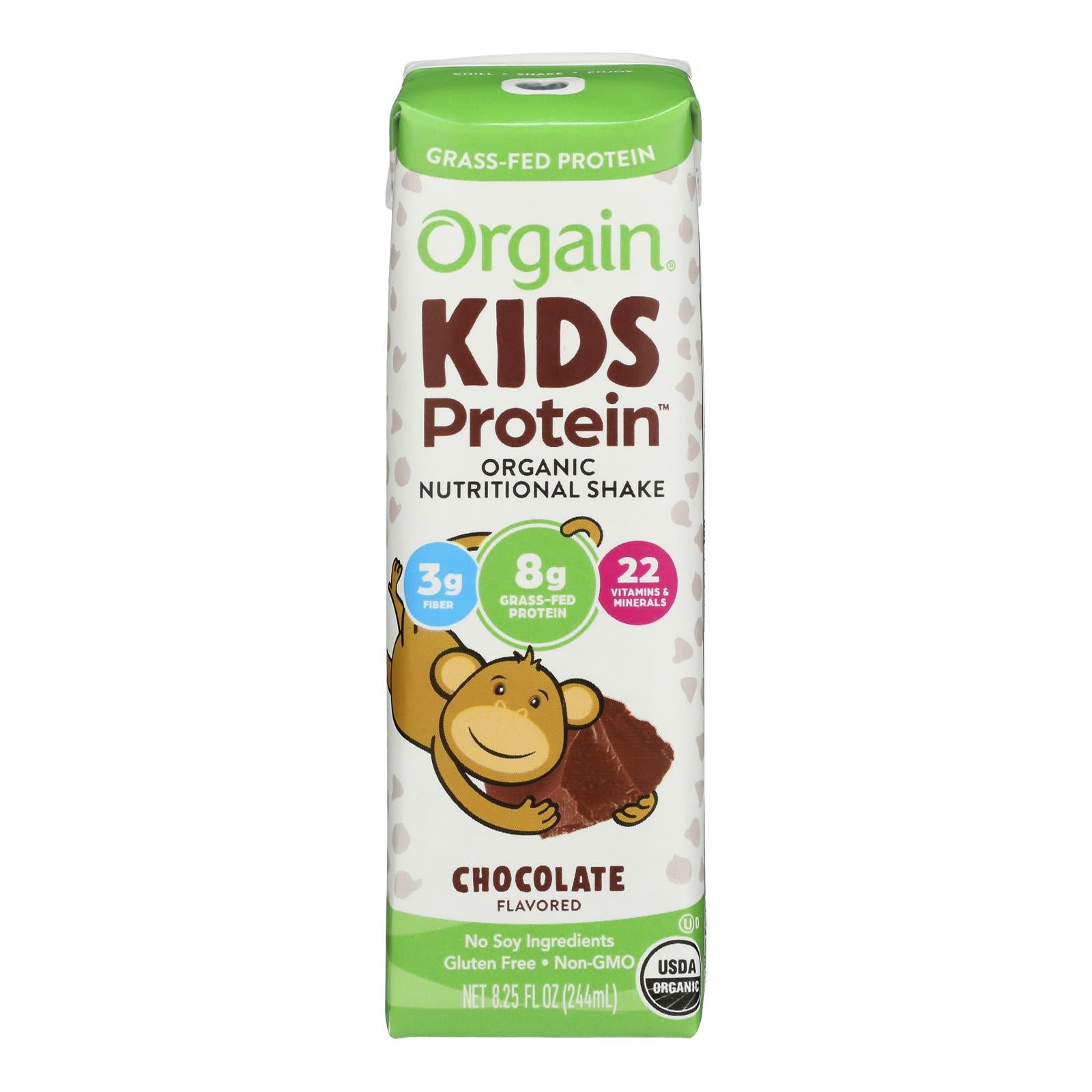 Orgain Organic Nutrition Shake - Chocolate Kids - 8.25 fl oz - Case of 12