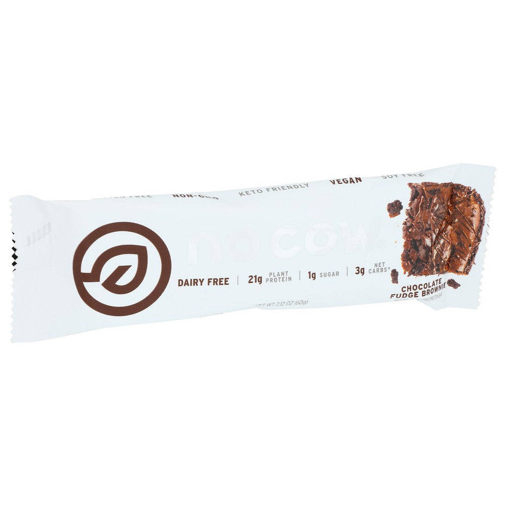 No Cow 50554, No Cow Chocolate Fudge Brownie Bar - 2.12Oz Vegan Protein Bar 2.12 Ounce,  Case of 12