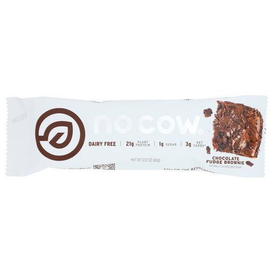 No Cow 50554, No Cow Chocolate Fudge Brownie Bar - 2.12Oz Vegan Protein Bar 2.12 Ounce,  Case of 12