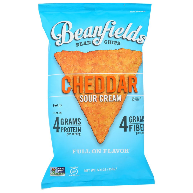 Beanfields 00352, Cheddar Sour Cream Bean Chips 5.5 Ounce,  Case of 6