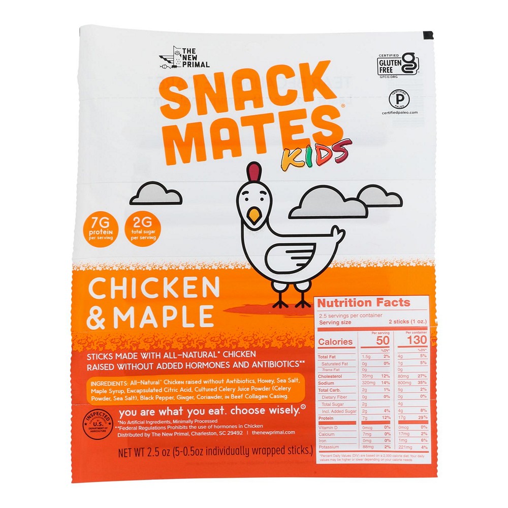 The New Primal - Snack Mates Chicken Maple - Case of 8 - 2.5 OZ