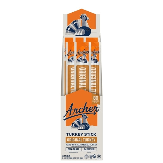 Country Archer Jerky Co Zero Sugar Original Turkey Sticks, Savory herbs including Rosemary - 1 Ounce, 18 Per Pack, 6 Per Case