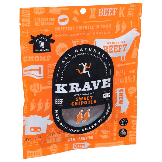 Krave Krv0013, Krave All Natural Beef Jerky, Sweet Chipotle, 2.7 Oz.,  Case of 8