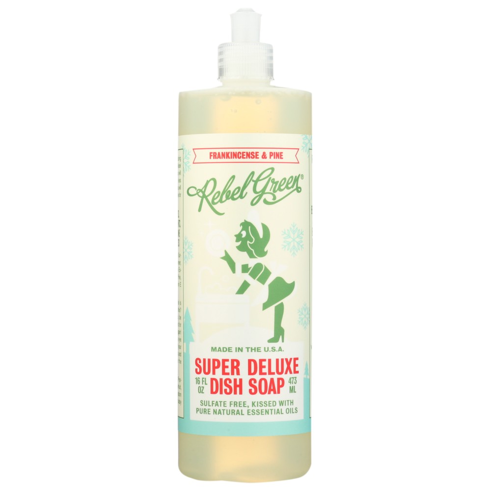 Rebel Green® , Frankincense & Pine Super Deluxe Dish Soap 16 Ounce,  Case of 4