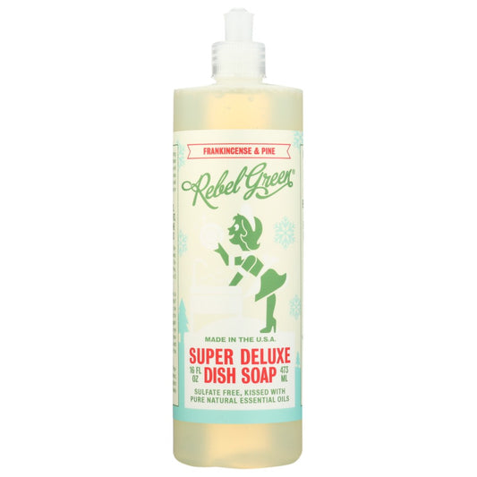 Rebel Green® , Frankincense & Pine Super Deluxe Dish Soap 16 Ounce,  Case of 4