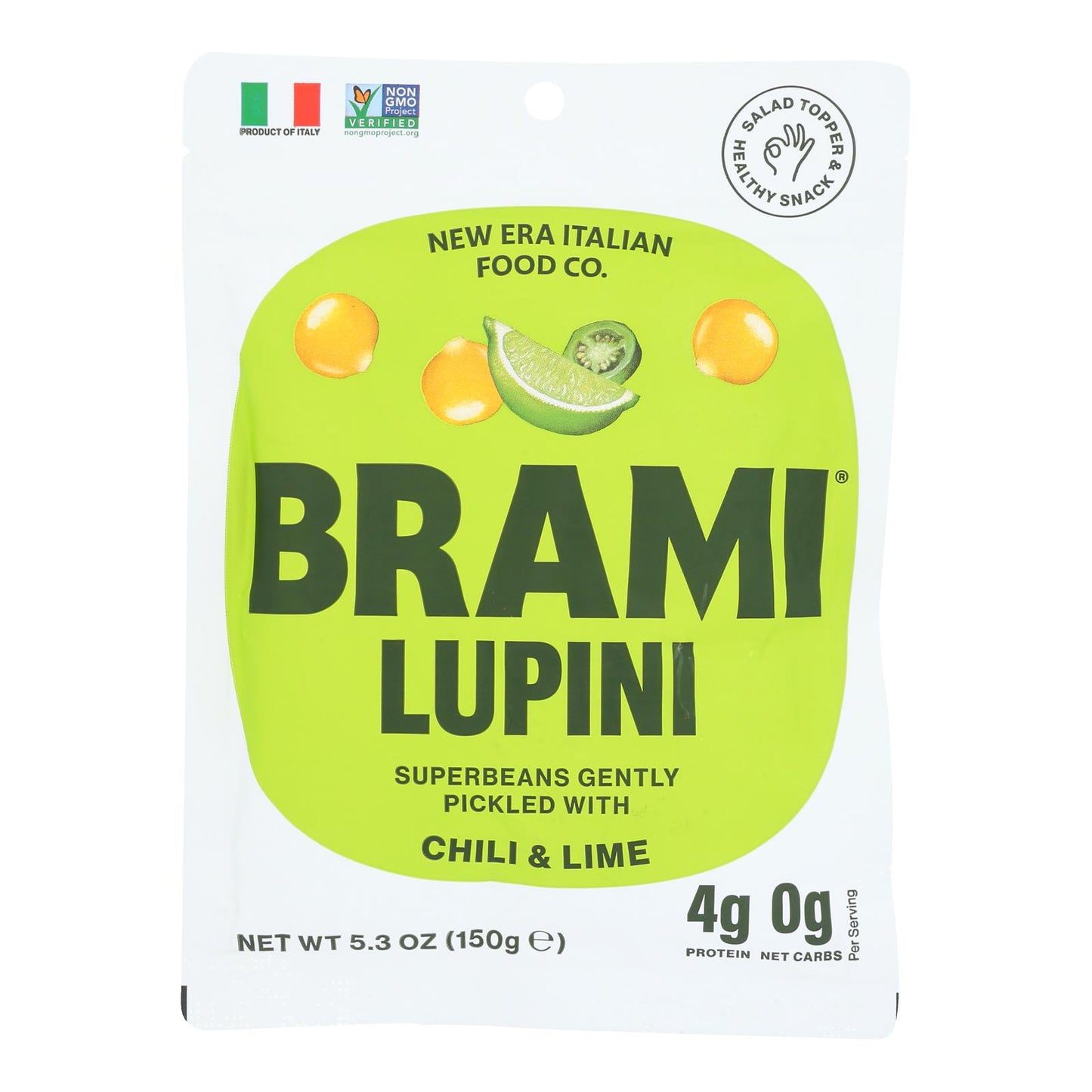 Brami Lupini Snack - Chili Lime - Case of 8 - 5.3 Ounce.