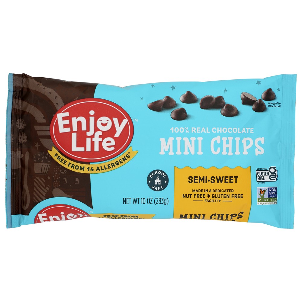 Enjoy Life® F00306W, Enjoy Life Semi-Sweet Dairy Free Mini Chocolate Chips, Vegan, 10 Oz,  Case of 12