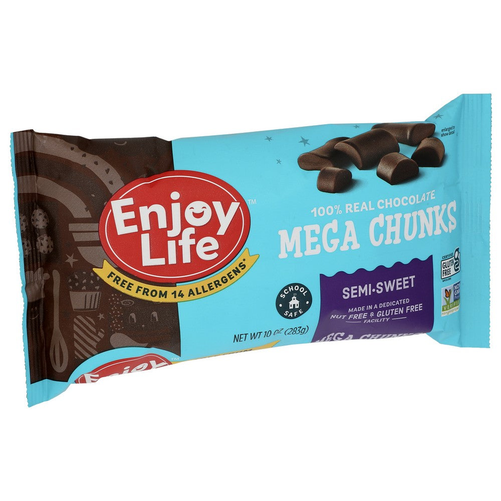 Enjoy Life® F00313W, Enjoy Life Semi-Sweet Dairy Free Mega Chocolate Chips, Vegan, 10 Oz,  Case of 12