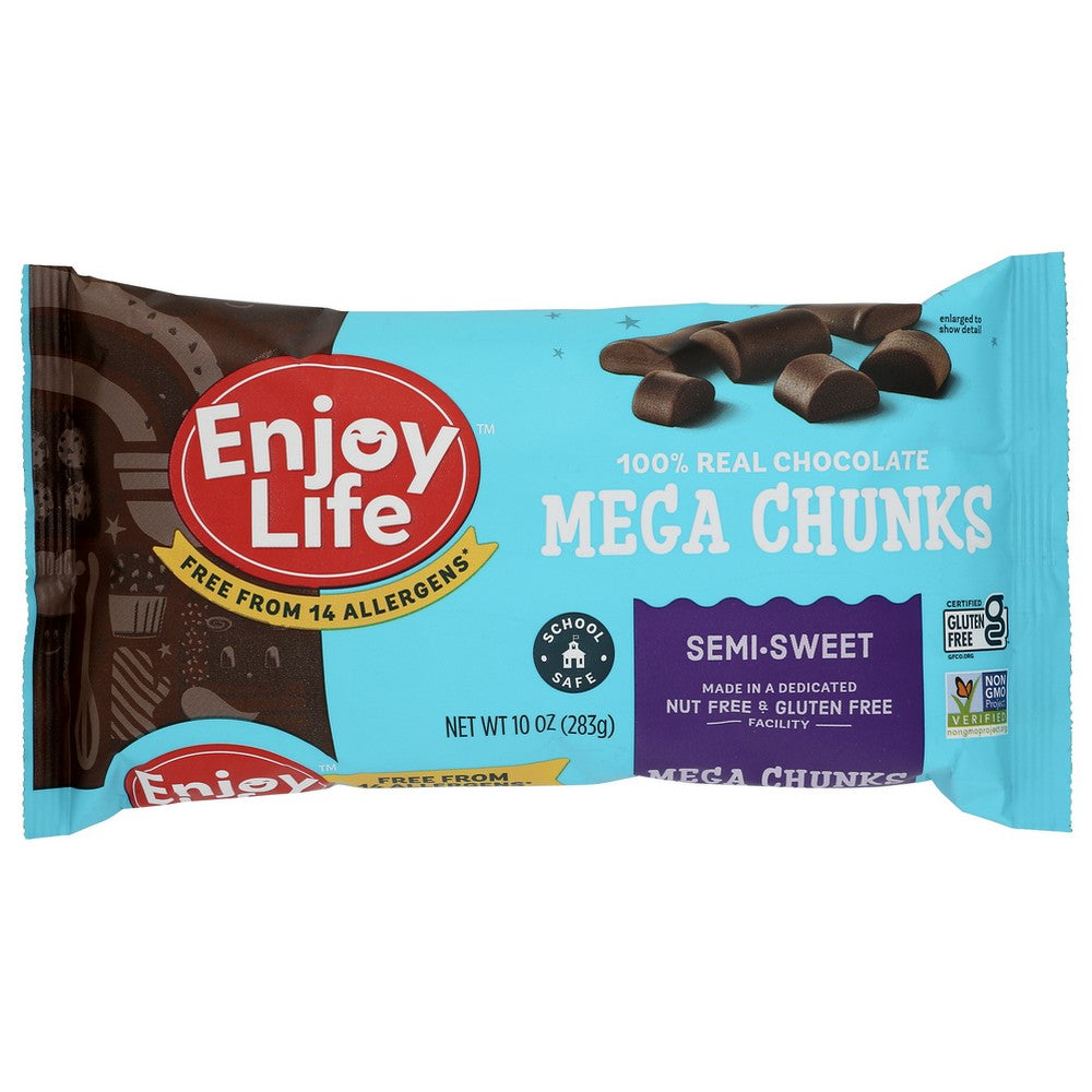 Enjoy Life® F00313W, Enjoy Life Semi-Sweet Dairy Free Mega Chocolate Chips, Vegan, 10 Oz,  Case of 12