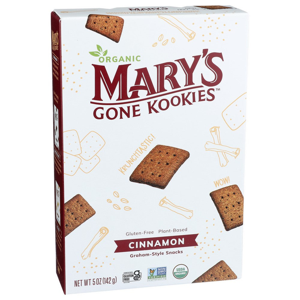 Mary's Gone Crackers 0897580000007, Mary's Gone Kookies Graham-Style Snacks Cinnamon, 5 Ounce, Case of 6