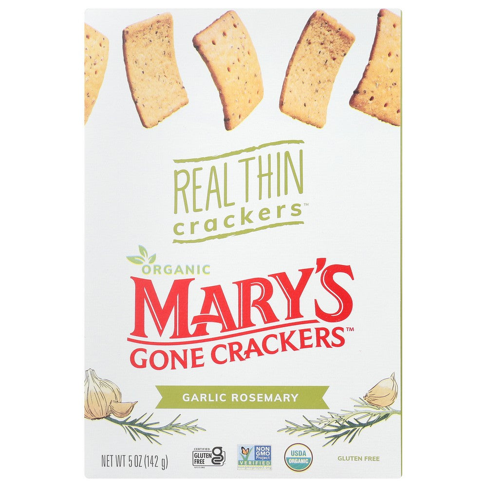 Mary's Gone Crackers 17058610101, Real Thin Crackers Garlic Rosemary™ Real Thin Crackers, Garlic Rosemary ‐ 5 Oz. 5 Ounce,  Case of 6