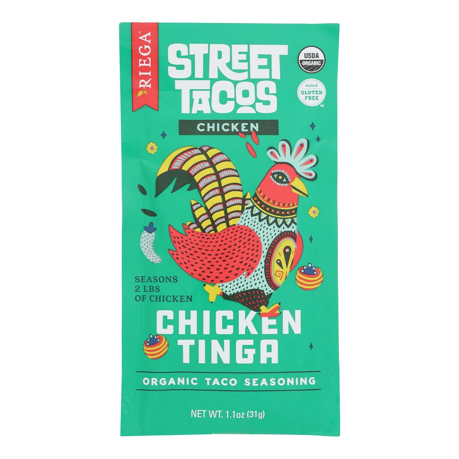 Riega Foods - Seasn Chicken Tnga Taco - Case of 8-1.1 Ounce