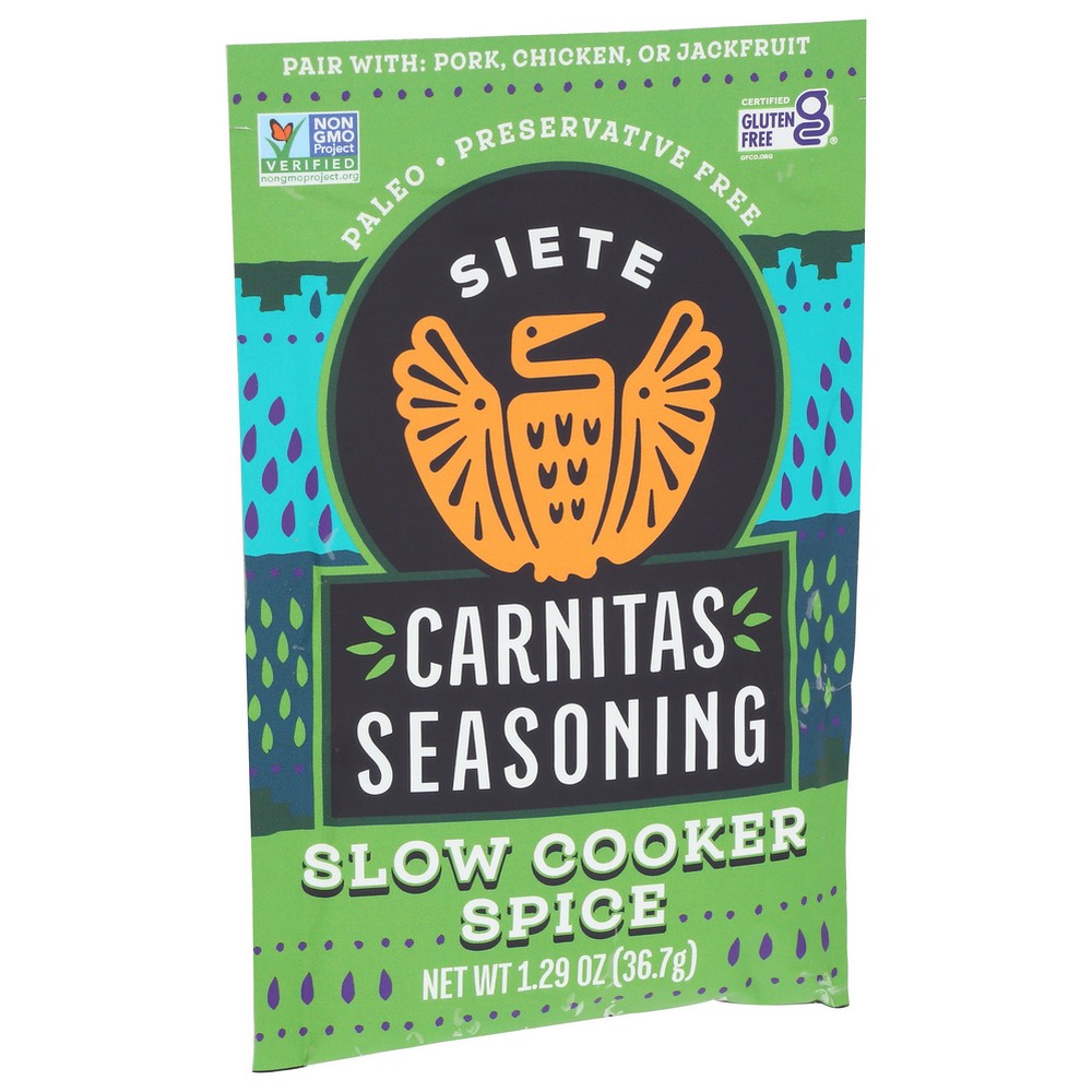 Siete Cars-1.3-12,  1.3Oz Carnitas Taco Seasoning 1.29 Ounce,  Case of 12