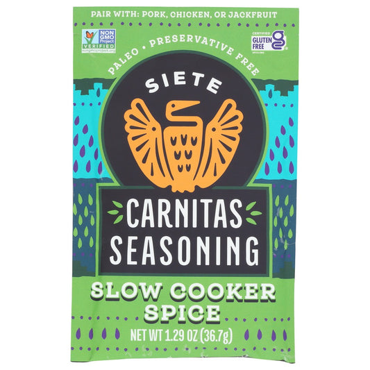 Siete Cars-1.3-12,  1.3Oz Carnitas Taco Seasoning 1.29 Ounce,  Case of 12