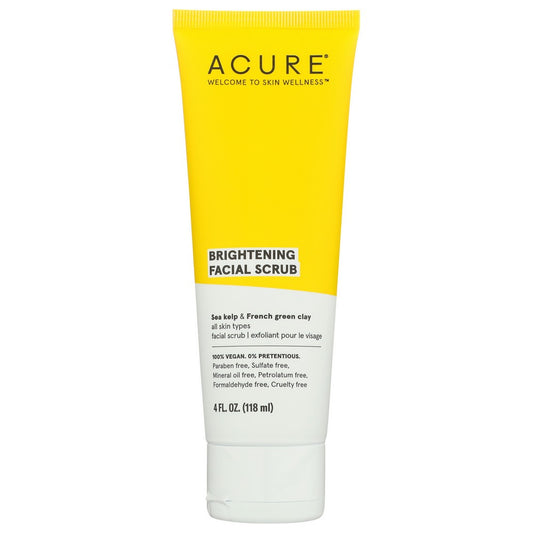 Acure Et1012, With Sea Kelp & French Green Clay, For All Skin Types. Brightening Facial Scrub 4 Fluid Ounce,  Case of 1