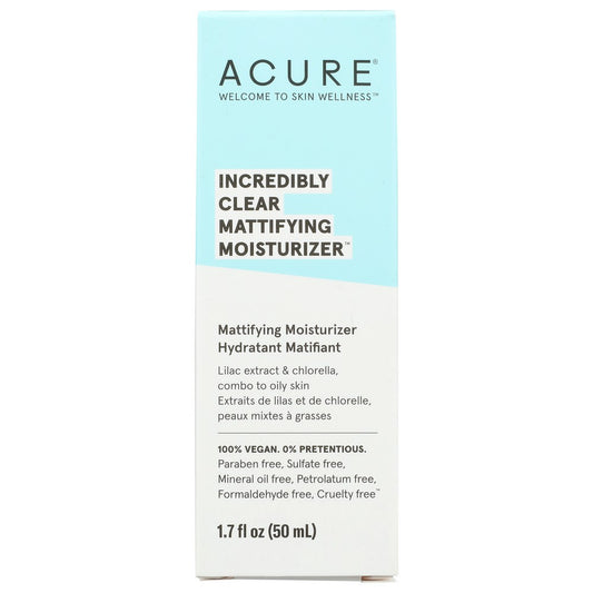 Acure® Et1009, Lilac Extract & Chlorella Incredibly Clear™ Mattifying Moisturizer 1.7 Fluid Ounce,  Case of 1