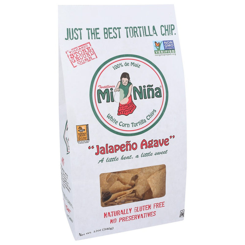 Mi Niña® 142, Mi Nina White Corn Tortilla Chips With Jalapeno Agave, 12 Oz.,  Case of 9